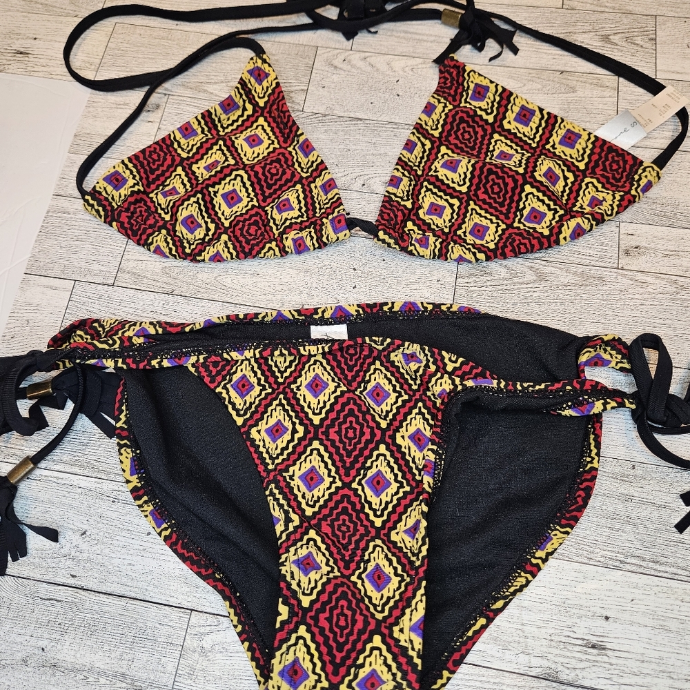 Twenty One Two-Piece Bikini Bathing Suit Small Top Medium Bottom Side Knot